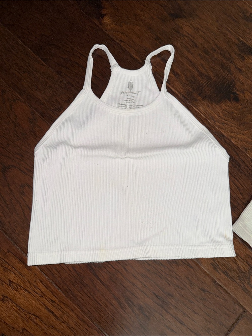 Free People Cropped Ribbed Halter Tank Tops in Yellow, Pink, White, Tie-Dye - Picture 4 of 6